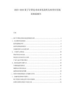 2025-2030量子計算技術商業(yè)化進程及典型應用場景探索報告