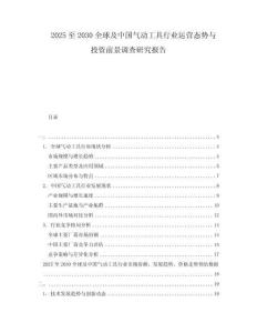 2025至2030全球及中國氣動工具行業運營態勢與投資前景調查研究報告