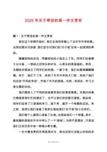 2025年關于牽掛的高一作文賞析