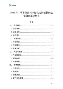 2025年二手車改裝與個(gè)性化定制創(chuàng)新創(chuàng)業(yè)項(xiàng)目商業(yè)計(jì)劃書