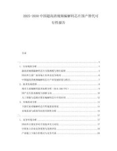 2025-2030中國超高清視頻編解碼芯片國產(chǎn)替代可行性報(bào)告