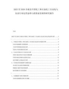 2025至2030全球及中國化工和石油化工自動化與儀表行業(yè)運營態(tài)勢與投資前景調(diào)查研究報告