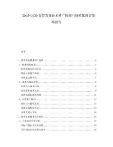 2025-2030智慧農(nóng)業(yè)技術(shù)推廣瓶頸與規(guī)模化投資策略報告