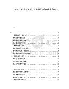 2025-2030體育培訓行業賽事聯動與商業價值開發