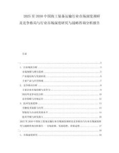 2025至2030中國海工裝備運輸行業市場深度調研及競爭格局與行業市場深度研究與戰略咨詢分析報告