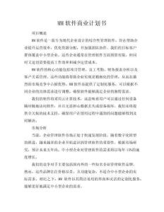 MM軟件商業計劃書