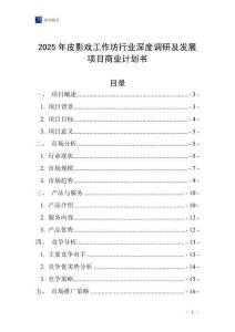 2025年皮影戲工作坊行業(yè)深度調(diào)研及發(fā)展項(xiàng)目商業(yè)計(jì)劃書