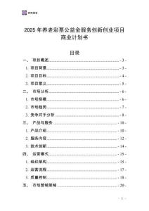 2025年養(yǎng)老彩票公益金服務(wù)創(chuàng)新創(chuàng)業(yè)項(xiàng)目商業(yè)計(jì)劃書(shū)