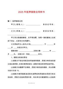 2025年抵押借款合同樣書