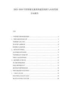 2025-2030中國智能交通系統建設現狀與未來發展方向報告