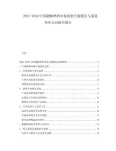 2025-2030中國(guó)精釀啤酒市場(chǎng)消費(fèi)升級(jí)特征與渠道變革方向研究報(bào)告