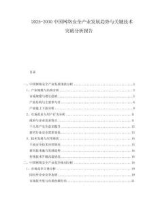2025-2030中國網絡安全產業發展趨勢與關鍵技術突破分析報告