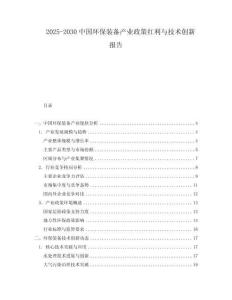 2025-2030中國環保裝備產業政策紅利與技術創新報告