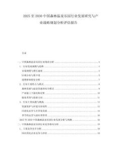 2025至2030中國森林溫泉樂園行業發展研究與產業戰略規劃分析評估報告