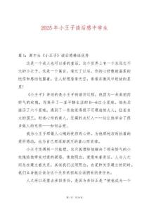 2025年小王子讀后感中學(xué)生