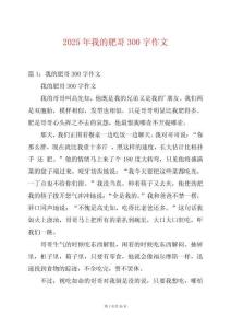 2025年我的肥哥300字作文