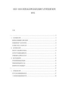 2025-2030潤滑油品牌高端化戰略與營銷創新案例研究