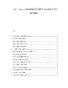 2025-2030中國游戲賽事運營模式與商業價值開發研究報告