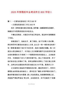 2025年驚慌的畢業(yè)考試作文800字初二