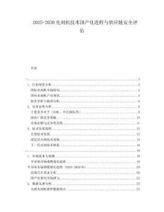 2025-2030光刻機技術國產化進程與供應鏈安全評估