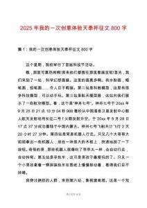 2025年我的一次創(chuàng)意體驗(yàn)天泰杯征文800字