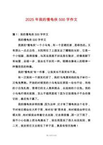 2025年我的慢龜俠500字作文