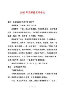 2025年我牽掛王明作文