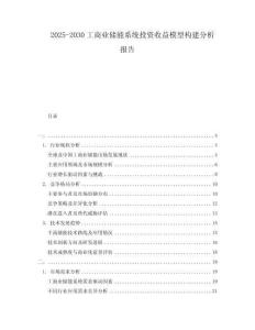 2025-2030工商業儲能系統投資收益模型構建分析報告