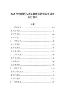 2025年物聯(lián)網(wǎng)人才匯聚地創(chuàng)新創(chuàng)業(yè)項(xiàng)目商業(yè)計(jì)劃書