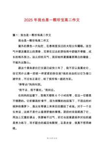 2025年我也是一顆珍寶高二作文