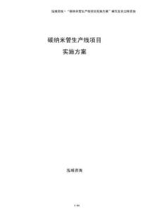 碳納米管生產線項目實施方案