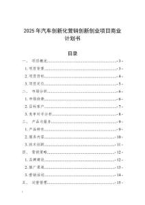 2025年汽車創新化營銷創新創業項目商業計劃書