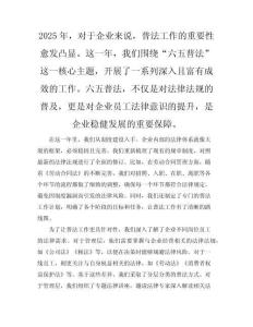 2025企業(yè)六五普法工作總結(jié)_