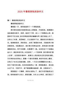 2025年暑假探險旅游作文