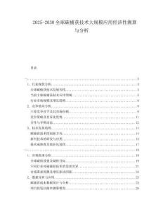 2025-2030全球碳捕獲技術大規模應用經濟性測算與分析