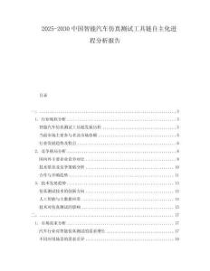 2025-2030中國智能汽車仿真測試工具鏈自主化進程分析報告