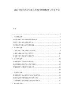 2025-2030動力電池梯次利用檢測標準與價值評估