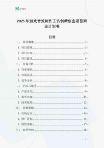 2025年游戲音效制作工坊創(chuàng)新創(chuàng)業(yè)項(xiàng)目商業(yè)計(jì)劃書(shū)