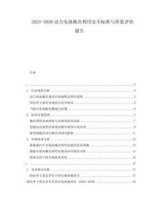 2025-2030動(dòng)力電池梯次利用安全標(biāo)準(zhǔn)與價(jià)值評(píng)估報(bào)告