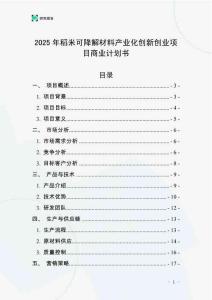 2025年稻米可降解材料產(chǎn)業(yè)化創(chuàng)新創(chuàng)業(yè)項(xiàng)目商業(yè)計(jì)劃書(shū)
