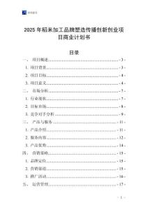 2025年稻米加工品牌塑造傳播創(chuàng)新創(chuàng)業(yè)項(xiàng)目商業(yè)計(jì)劃書(shū)