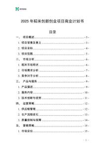 2025年稻米創(chuàng)新創(chuàng)業(yè)項(xiàng)目商業(yè)計(jì)劃書(shū)