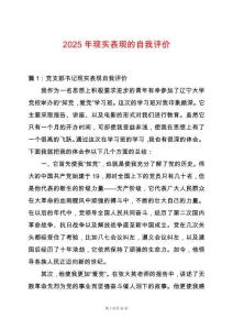 2025年现实表现的自我评价