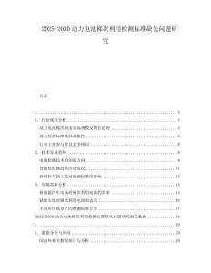2025-2030動力電池梯次利用檢測標準缺失問題研究