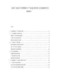 2025-2030中國(guó)葡萄干產(chǎn)業(yè)技術(shù)壁壘與突破路徑分析報(bào)告