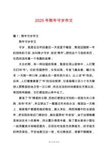 2025年熬年守歲作文