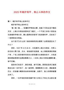 2025年維護(hù)和平，制止斗爭的作文