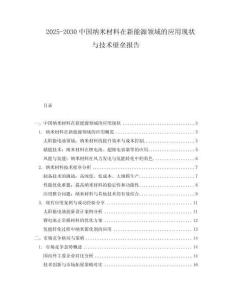2025-2030中國(guó)納米材料在新能源領(lǐng)域的應(yīng)用現(xiàn)狀與技術(shù)壁壘報(bào)告