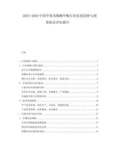 2025-2030中國甲基丙烯酸甲酯行業發展趨勢與投資機會評估報告