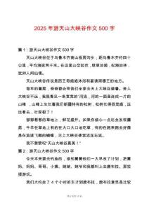 2025年游天山大峽谷作文500字